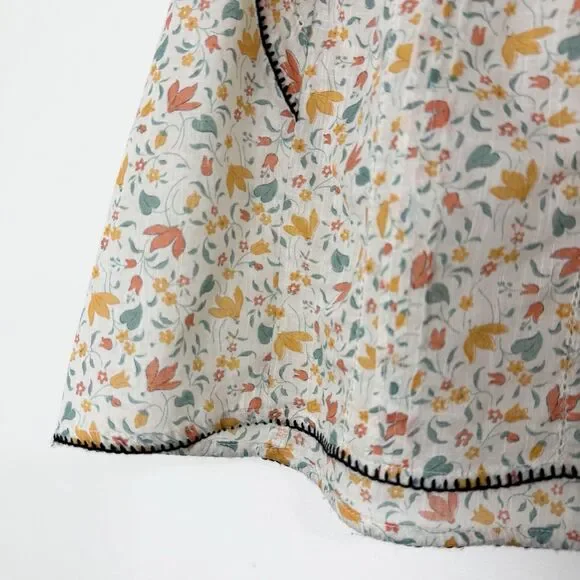 The GREAT Whip Stitch Flounce Top Shirt Ivory Floral Boho Women’s S - Picture 4 of 13